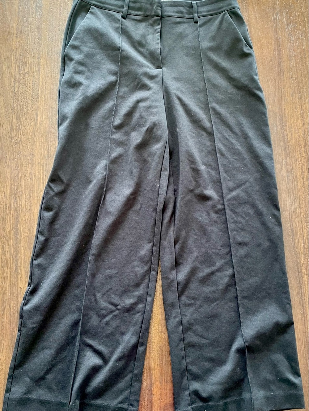 Ichi Black Front-Seam Wide-Leg Women's Pants - Large (30” inseam)